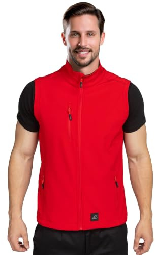 BWOLF GRIN - Chaleco softshell para hombre, para exteriores, para hombre, chaleco de trabajo, softshell con forro, rojo, M