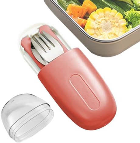 Juego De Cubiertos De Viaje, Juego De Cubiertos De Viaje Con Estuche - Juego De Vajilla Portátil De Acero Inoxidable,Palillos Cuchara Tenedor Desmontable Fácil De Limpiar Con Funda