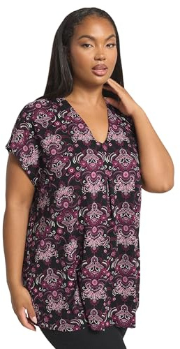 Yours Curve Black Paisley Print Pleated Top - Women's - Plus Size Curve