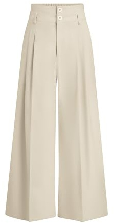 PRETTYGARDEN Womens Spring Wide Leg Palazzo Pants 2026 Trendy Loose Button High Waist Pleated Work Business Casual Trousers (Beige,Large)