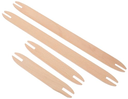 MUELODSIC Lot de 4 Navettes de Tissage en Bois Naturel Outil de Tricotage à Double Extrémité Petit et Grand Modèle pour DIY Écharpes Pulls et Tapisseries Accessoires Artisanaux