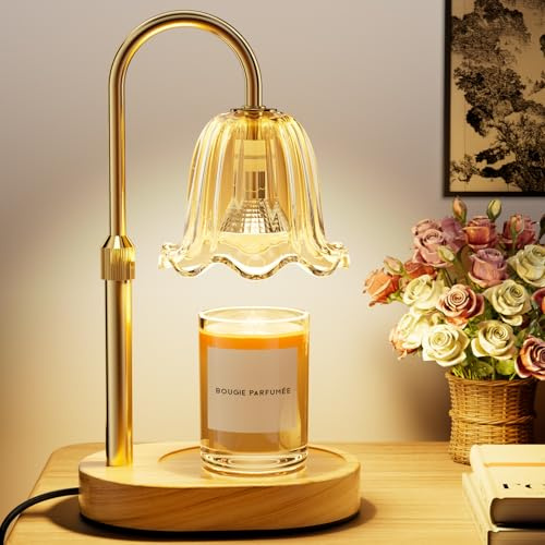 Draome Ljusvärmare lampa – dimmer och timer med 2 glödlampor | Ljus varm lampa, justerbar höjd flamlösa blommor lampa lju för ljus i glas kvinnor flickvän mamma