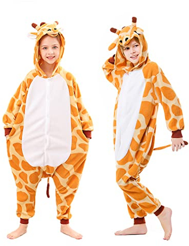 CANASOUR Unisex Anime Halloween Kids Giraffe Onesie For 8-10 Years Girls Boys Christmas Cosplay Costume (8 Years, Giraffe)