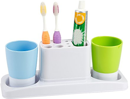 Eslite Bathroom Toothbrush Toothpaste Stand Organizer Plastic Storage Rack Set