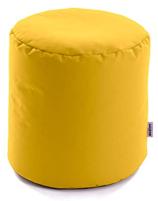 Avalon - Pouf Poggiapiedi CILINDRO Jive, Puff Poggiapiedi Divano quadrato, Pouffe Imbottito in Tessuto Tecnico Resistente e Antistrappo, Comodo e Impermeabile, Made in Italy(45cm-Giallo limone)