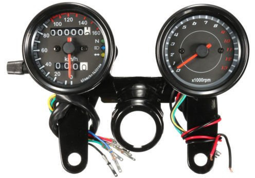 Contachilometri universale a LED nero + contagiri tachimetro moto 12V Chopper Cafe Racer Old School