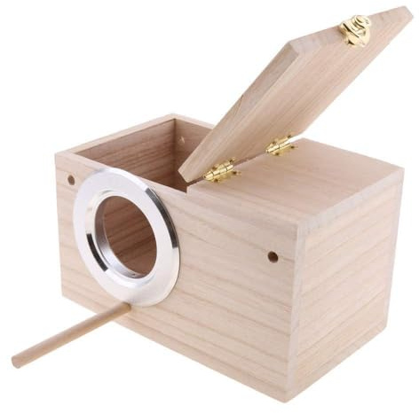 PINVNBY Parakeet Nesting Box Bird House for Cage Wood Mating Box Bird Breeding Box for Lovebirds, Cockatoo, Budgie, Finch, Canary Small and Medium Sized Birds (M:7.9 * 4.7 * 4.7 inch)