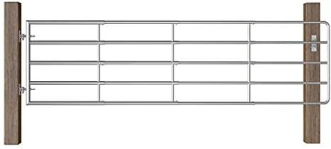 vidaXL Portillon à 5 Barres Portail de Jardin Porte de Ferme Clôture Portillon de Clôture de Champ Extérieur Acier (115-300) x90 cm Argenté