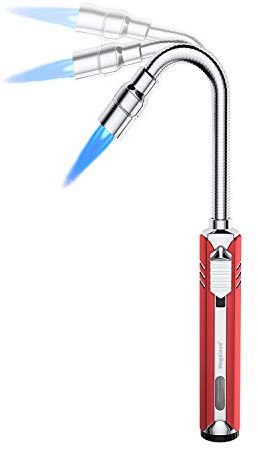 Megainvo Stabfeuerzeug Gas Nachfüllbar Sturmfeuerzeug Jetflamme Gasfeuerzeug Flexible Feuerzeug Lang Stab Kaminfeuerzeug Kerzenfeuerzeug für Camping,Herd,Kerzen,Ofen,Grill(Kein Butengas)