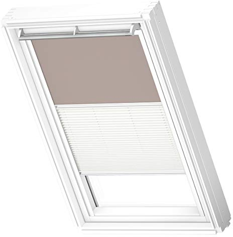 VELUX Original Dachfenster Duo Verdunkelungsrollo für UK08, Hell-Taupe, mit weißer Führungsschiene