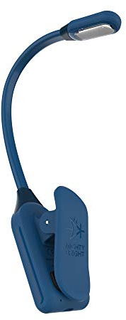 Mighty Bright The Original WonderFlex Book Light, Battery-Powered, Warm Eye Care LEDs, Flexible, Durable, Dimmable, Clip-On Reading Light, Read in Bed, Use Batteries or Micro USB (Midnight Blue)