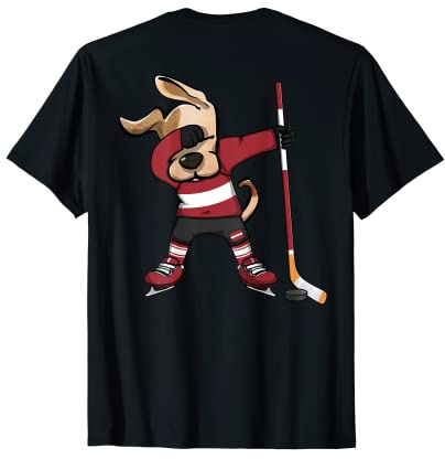 Funny Dabbing Dog Latvia Ice Hockey Fans Jersey Dab Player T-Shirt