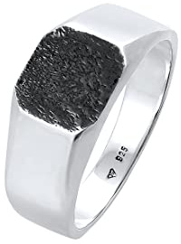 Kuzzoi Anello da uomo quadrato opaco ossidato in argento Sterling 925 massiccio, classico anello in argento Sterling 11 mm di larghezza, anello da uomo nella misura 56