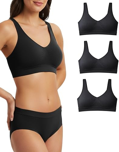 Risalti Soutien Gorge sans Armature Épaules Large 3 Pcs - Brassiere Femme sans Armature en Microfibre, Élastique et Confortable Seamless Bra, Top Lingerie - Made in Italy