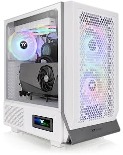 Thermaltake Ceres 300 Snow/Mid Tower E-ATX Computer Case with Tempered Glass Side Panel/ 2xCT140 ARGB Fan Preinstalled/Rotational PCIe Slots/ 3 Years Warranty