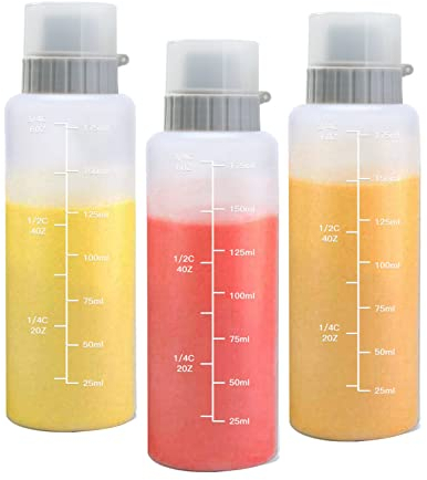 RICHSUM 3er-Pack Quetschflaschen für Soßen mit Drehverschlusskappen - Nachfüllbar für heiße Soßen, Barbecue-Soße, Öl, Gewürze, Salatsaucen, Senf, Mayo (Fünf Löcher,175ml)