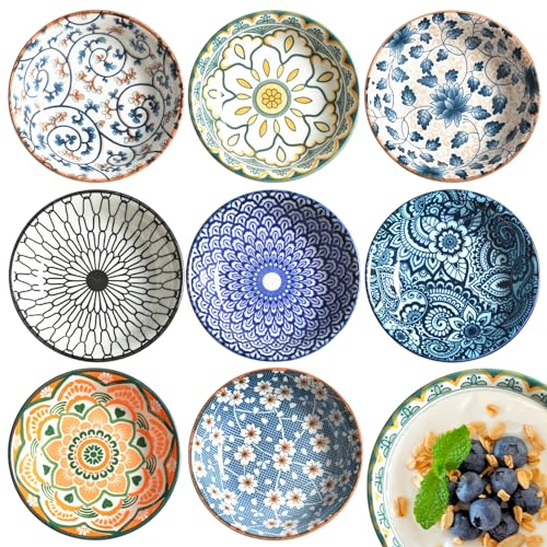 8 Pcs Dessertschalen Keramik, Tapas Schalen, Gewürzschalen Klein, Dipschalen Porzellan, Servierschalen Set Flach Keramik Dipschalen, Dipschälchen Kleine Keramikschalen Soja, Gewürze（Zufälliger Stil）