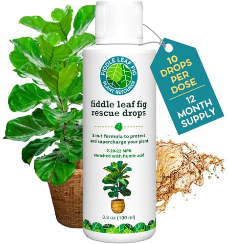 Fiddle Leaf Fig Rescue Drops by Fiddle Leaf Fig Plant Resource | 3-in-1 Liquid Fertiliser, Root Supplement & Immunity Booster (100ml - 3.3 Fluid Ounces)