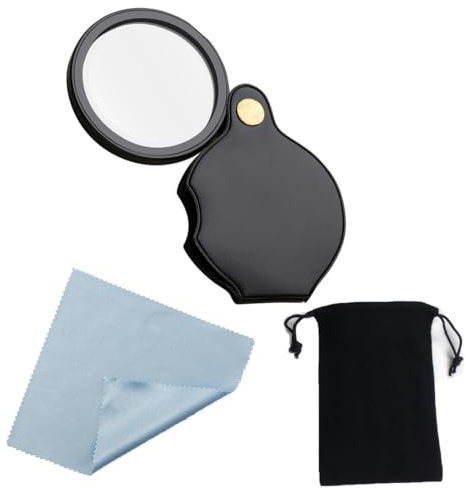 VIVIIHOO Mini loupe de poche pliable 20 x avec étui en cuir pour la lecture, les loisirs et les voyages, petite loupe pour enfants et adultes