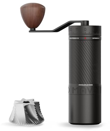 MAVO Manual Coffee Grinder, Phantox Pro Burr Coffee Grinder, Professional 45mm Stainless Steel Grinding Core, Capacity 30g, 120 Clicks Adjustment, Hand Coffee Grinder for Espresso, Pour Over, Black