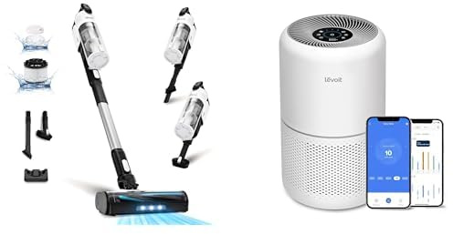 LEVOIT Purificateur d'Air et Aspirateur Balai Sans Fil contre Allergies, Élimine les Poils d'Animaux, Air Purifier Core 300S pour Chambre Maison