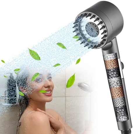 Soffione Doccia Con Filtro Anticalcare Ad Alta Pressione, 3+1 Modalità, Risparmio Idrico, Bocca in Silicone