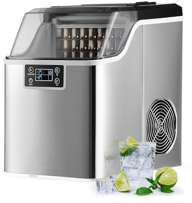 CREWORKS Macchina Ghiaccio 22kg/24 Ore Fabbricatore Ghiaccio 24 Cubetti in 11-20 Minuti Serbatoio 3.2L Macchina per Ghiaccio Autopulente con LCD Pannello per Casa Ufficio Bar Ristorante