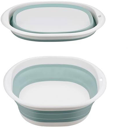 9L Collapsible Washing Up Bowl, Portable Wash Basin Silicone Plastic Basket Multipurpose Outdoor Travel Basin Camping Sink, Space Saving Folding Washtub