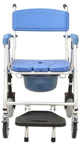 GNbow Sedia WC per Anziani, 3-in-1 Sedia da Doccia Toilette e Rotelle Pieghevole con Ruote, Sedia WC per Anziani, carico Massimo 150 kg (Sedile Stampato a soffiaggio Aperto)