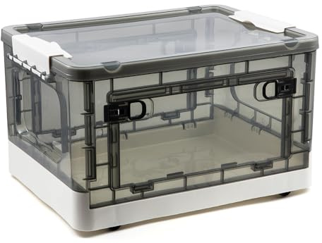 evomosa Scatola portaoggetti pieghevole in plastica con ruote, scatola pieghevole con coperchi per organizzare camera da letto, garage, guardaroba, camper, 39 x 29 x 23,7 cm