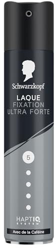SCHWARZKOPF, Laque Fixation Ultra Forte, Technologie Haptiq System, Formule à la caféine, Végane, Sans silicone, Protège contre humidité et vent, Tenue et resistance longue durée, 250ml