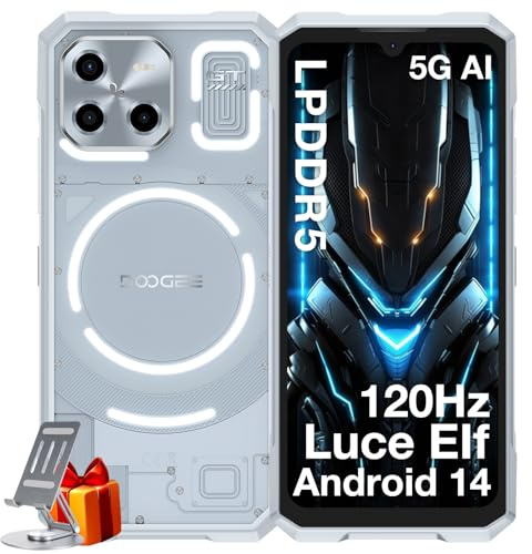 DOOGEE Blade GT 2025 Rugged Smartphone 5G, 32GB+256GB, LED Light Effect, 10.5mm Ultra-thin+260g, 6.72” FHD+120Hz, 5500mAh Telefono Indistruttibile, 48MP Rugged Telefoni, Android 14, WIFI6/NFC-Argento