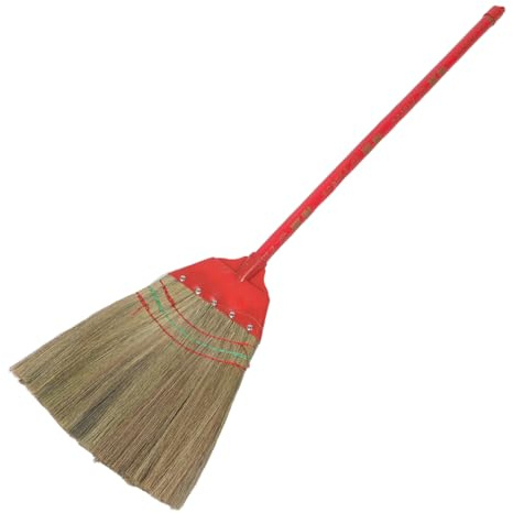 INOOMP Scopa fatta a mano in paglia asiatica da 39 pollici, morbida scopa portatile, spazzola naturale per interni, esterni, cortili, garage, hall, mercati, pavimenti