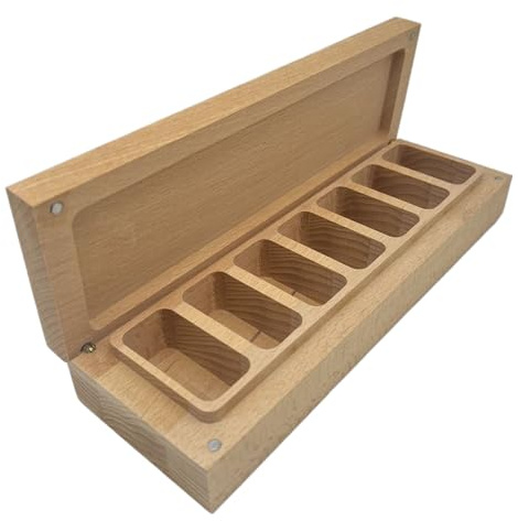 Weekly Pill Organizer - Seven Grid, Waterproof and Convenient partition bambboo Wooden Medicine Storage Box | Pull-Out lid Weekly Medication Organizer for vitaminn Supplement Storage Box