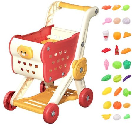 Carrito de la compra de juguetes para niños – 1200 g carrito de compras para niños, carrito de compras para jugar, accesorios de cocina, juego de rol educativo, juguete de desarrollo para niños