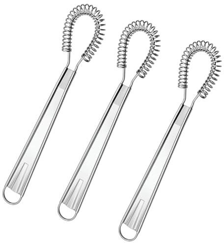 Set di 3 fruste piccole, mini frusta piatta e a spirale per tazze, frusta ergonomica per mescolare salse e uova, antiruggine e lavabile in lavastoviglie