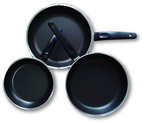 Lot de 3 poêles en téflon en Aluminium Ø20, 24 et 26 cm