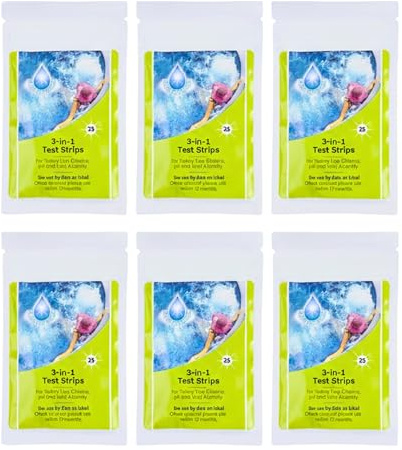 150 Dip 3-in-1 Test Strips Blue Sparkle for Ground Pool Spa and Hot Tubs Treatment to Measures PH, Alkaline and Chlorine
