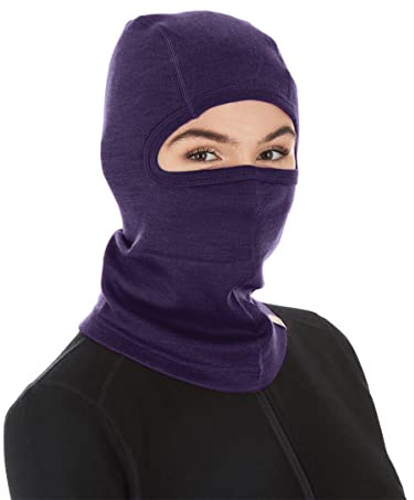 100% Merino Wool Balaclava - Winter Ski Mask - Face Mask - Cold Weather Gear - Dark Purple - One Size