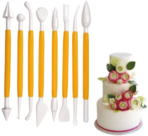 Tårtdesignverktygssats för att forma fondant sockerpasta, skulpturverktyg med dubbla ändar för att göra marsipanpasta