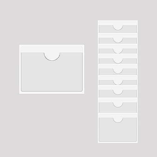 BAIWOAK 10 fundas adhesivas transparentes, soportes autoadhesivos de plástico para etiquetas, soportes para tarjetas de índice, planificadores, armarios, estantes (220 x 150 mm)