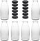 mikken 6 x Glasflasche 250 ml Saftflaschen mit Deckel schwarz + 6 Ersatzdeckel und 6 Etiketten