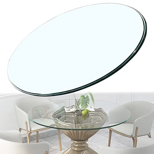 WORDFUN Tablero Superficie Redonda De Mesa, Cristales A Medida, 35~100cm, Resistente A Altas Temperaturas, Irrompible, Mesa Cristal, para Mesas De Hotel, Banquetes Y Familiares