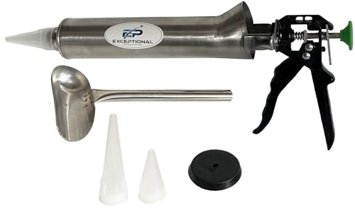 EP47 Mortar Pointing Grouting Dispenser Large 26oz Capacity 12:1 Trigger Pull use for Brick, Stone, Cement Mortar or Grout Includes (2) Tips, Fill Scoop & Extra Plunger tip
