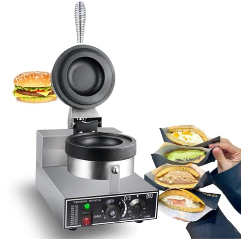 1200W våffelbryggare, Panini Press Smörgåsmaskin, Glass Brioche Hamburger Maker, Panini Press Machine, för hushållsfest bröd Donut Uppvärmningsmaskin,110V