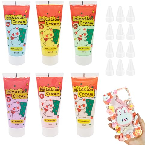 Simulation Schlagsahne Kleberset,Cremefarbene Tonklebstoffe,Simulation Cream Clay Adhesive,Creme Kleber für DIY Handyhülle Basteln Handgemachte Handwerk Schmuck Dekorationen