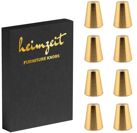 heimzeit Möbelknoppar Cone 8 Stycken av Högkvalitativ Aluminium Guld