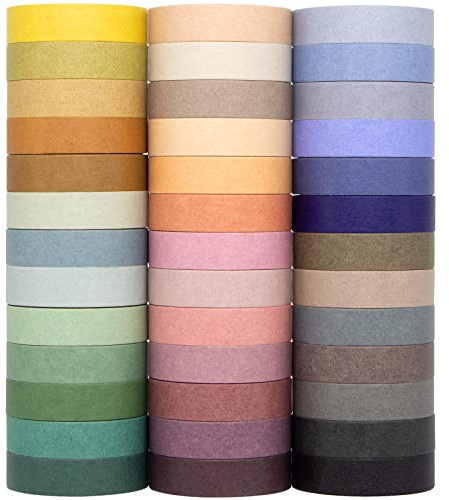 Jniseger Morandi Washi Tape Set 39 Rolls, Colorful Masking Tape Adhesive Tape for DIY Crafts, Bullet Journals, Planners, Scrapbooking, (Nature Color 39)