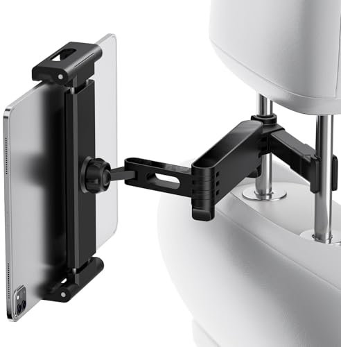 GlasFlength Supporto Tablet Auto Poggiatesta, Estensibile Porta Tablet Auto per Sedile con Rotazione a 360 Gradi Universale Porta Ipad per 14-26CM Smartphones Kindle Switch (Nero)