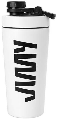 JIMY 600ml Metal Protein Shaker - Premium Insulated Stainless Steel Shaker – Leak-Proof Flip Lid, BPA-Free, Sweat-Proof, Durable Gym & Sports Supplement Bottle (White)